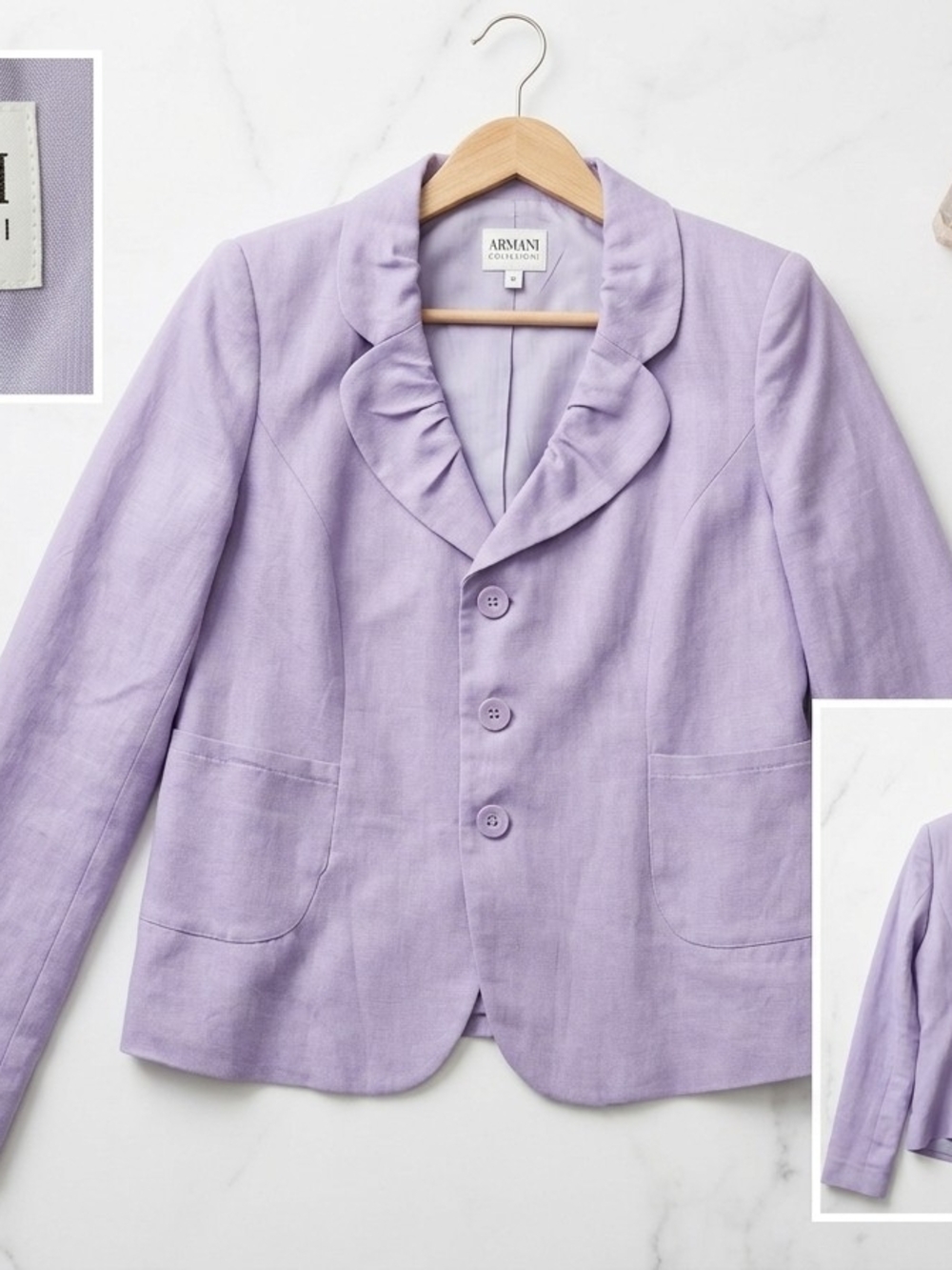 Armani Collezioni Lavender Ruffled-Collar Blazer